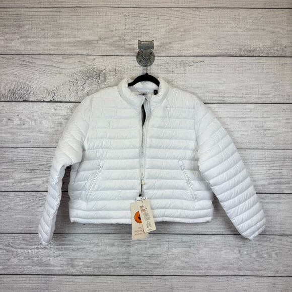 Save The Duck Women's White Neha Channel Plumtech Quilt Puffer Jacket Size XL - Picture 1 of 10